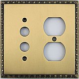 Egg And Dart Antique Brass Forged Pushbutton / Duplex Switchplate / Cover Plate