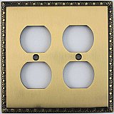 Egg And Dart Antique Brass Forged Double Duplex Switchplate / Cover Plate