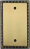 Egg And Dart Antique Brass Forged Single Blank Switchplate / Cover Plate