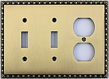 Egg And Dart Antique Brass Forged Double Toggle / Single Duplex Switchplate / Cover Plate