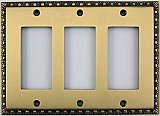 Egg And Dart Antique Brass Forged Triple GFCI Switchplate / Cover Plate