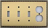 Egg And Dart Antique Brass Forged Triple Toggle/Single Duplex Switchplate / Cover Plate