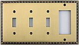 Egg And Dart Antique Brass Forged Triple Toggle/Single GFCI Switchplate / Cover Plate
