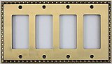 Egg And Dart Antique Brass Forged Quad GFCI Switchplate / Cover Plate