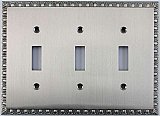 Egg And Dart Satin Nickel Forged Triple Toggle Switchplate / Cover Plate