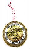 Vintage Dictionary Page Recycled into Holiday Ornament - Grumpy Moon - Bah Humbug