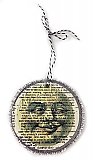 Vintage Dictionary Page Recycled into Holiday Ornament - Chubby Smiling Moon - Stink Stank Stunk from the Grinch