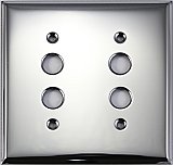 Polished Stainless Steel Stamped Double Pushbutton Switchplate / Cover Plate