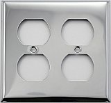Polished Stainless Steel Stamped Double Duplex Switchplate / Cover Plate