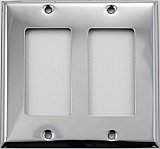 Polished Stainless Steel Stamped Double GFCI Switchplate / Cover Plate