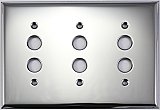 Polished Stainless Steel Stamped Triple Pushbutton Switchplate / Cover Plate