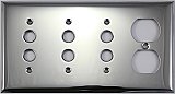 Polished Stainless Steel Stamped Triple Pushbutton / Single Duplex Switchplate / Cover Plate