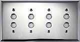 Polished Stainless Steel Stamped Quad Pushbutton Switchplate / Cover Plate