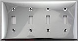 Polished Stainless Steel Stamped Quad Toggle Switchplate / Cover Plate