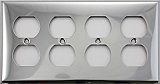 Polished Stainless Steel Stamped Quad Duplex Switchplate / Cover Plate
