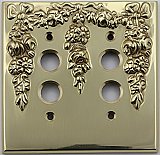 Festoon Polished Brass Double Pushbutton Forged Switchplate