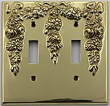 Festoon Polished Brass Double Toggle Forged Switchplate