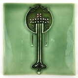 Art Tile, Art Nouveau Flowers, Green Tones