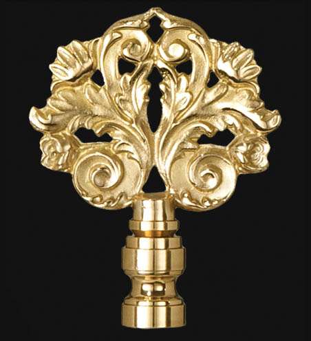 thumbnail interactive-video image 1 of Royal Designs Elegant Leaves Lamp Finial For Lamp Shade- Polished Brass 1 of 9