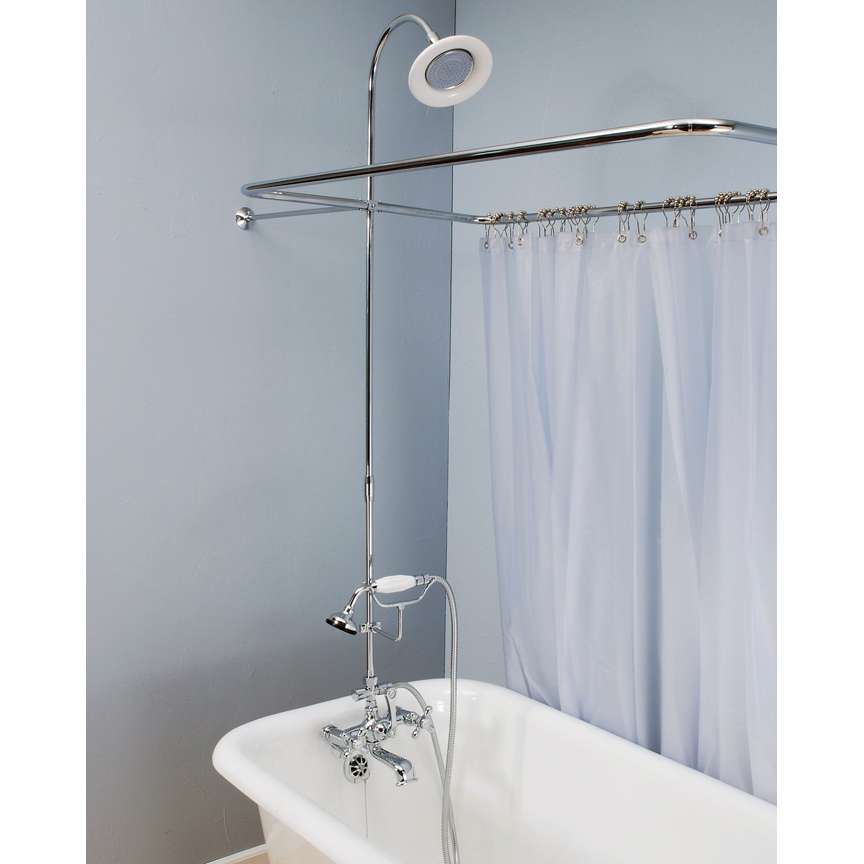 Solid Brass Leg Tub Shower Enclosure, Bathtub Faucet With Shower Riser