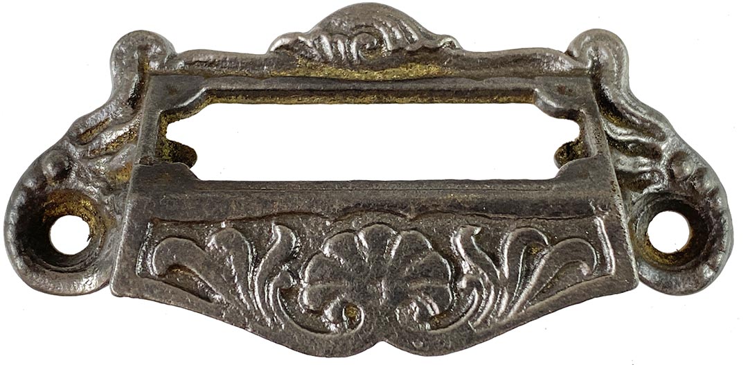 A set of 6 Cast iron retro vintage rustic draw cup handle with label frame