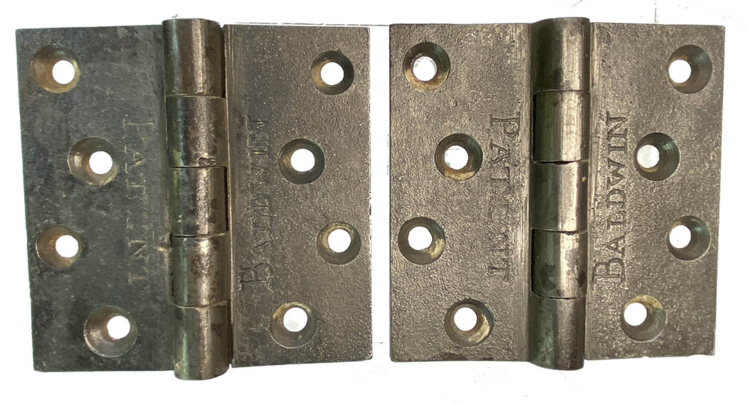 PAIR OF RECLAIMED VINTAGE CAST IRON 3” HINGES 