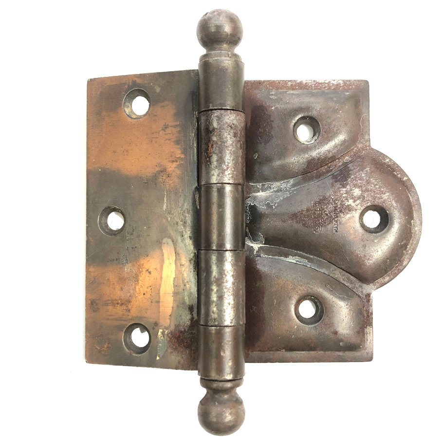 Antique offset decorative steel ball tip half mortise hinge hardware 4" x 3" 