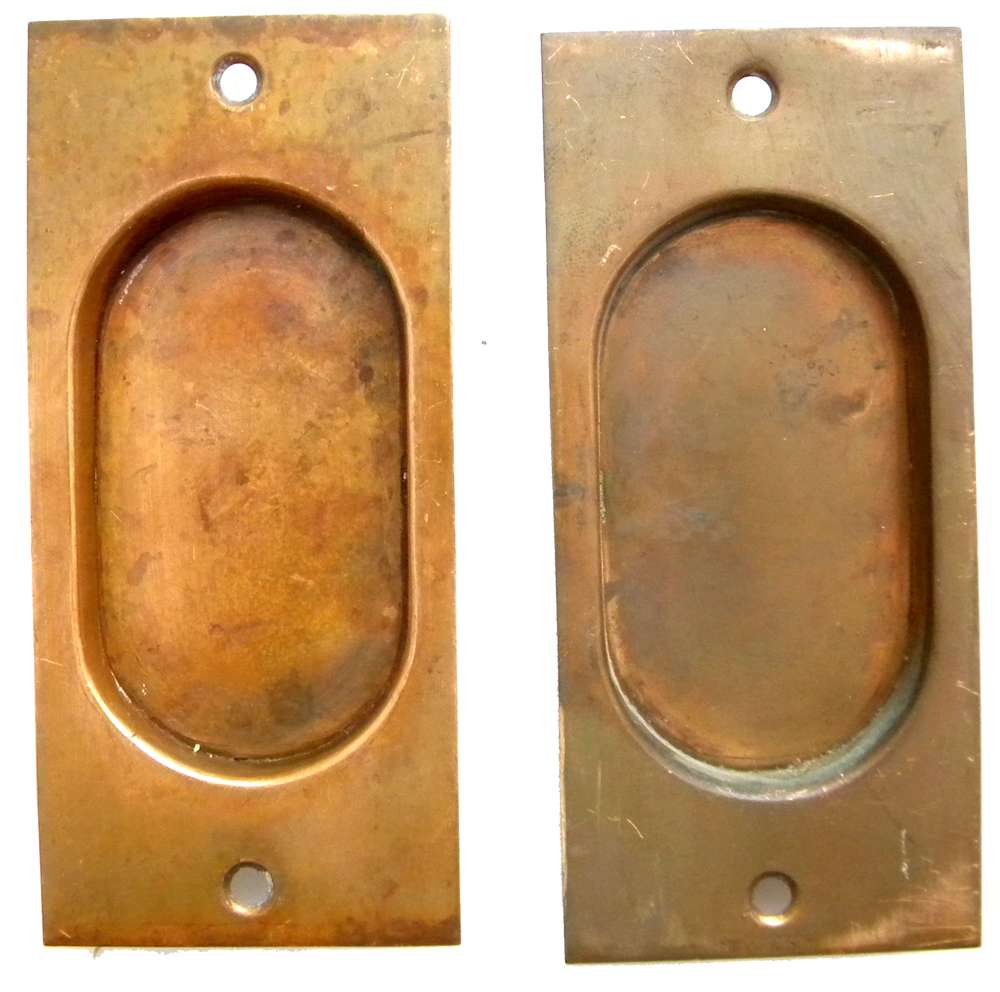 Historic Houseparts, Inc. > Antique Pair of Stamped Brass Pocket Door