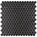 Colmena Matte Gunmetal Hex Tile - Black - Per Case of 5 Sheets - 4.75 Square Feet