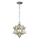 12" Wide Moravian Star Ceiling Pendant Light Fixture with Mercury Glass - Antique Nickel
