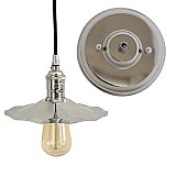 Polished Nickel Pendant Ceiling Fixture Kit with Piecrust Shade - Bulb Sold Separately