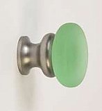 Green Frosted Glass & Brushed Nickel Knob