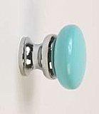 Metal Cabinet Knob - Robins Egg Blue & Polished Chrome