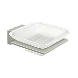 Modern Geometric Soap Dish with Glass - Brushed Nickel