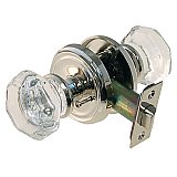 Door Set, 8 Point Glass Knobs with Round Rosettes, Polished Nickel