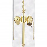 Solid Brass 2-Light Socket Cluster Head with Stem for Lamp Restoration - Polished Brass