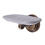 Milano Collection Porcelain and Metal Wall Mounted Soap Dish - Antique Brass