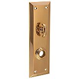 Door Plate with Thumbturn, Stamped Brass - Multiple Finishes