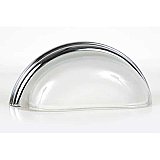 Glass Bin Pull- Frosted Clear & Polished Chrome