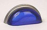 Cobalt Transparent Glass & Brushed Nickel Bin Pull