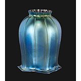 Blue Iridescent Tulip Art Glass Shade -with Rib Optic