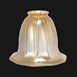Gold Iridescent Bell Art Glass Shade -with Rib Optic