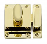 Traditional Spring Loaded Oval Knob Cabinet Latch - Polished Brass