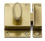Traditional Spring Loaded Oval Knob Cabinet Latch - French Antique Brass