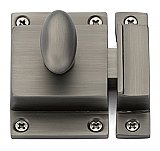 Traditional Spring Loaded Oval Knob Cabinet Latch - Pewter