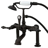 Deck Mount Clawfoot Tub Faucet with Hand Shower - Metal Levers - Oil Rubbed Bronze