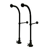 22-13/16" High Rigid Freestanding Water Supply Lines For Bathtubs with Stop Valves and Metal Cross Handles - Oil Rubbed Bronze