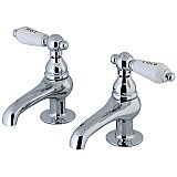 Kingston Brass Basin Faucet, Porcelain Levers - Polished Chrome