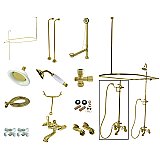 Kingston Brass CCK1142PX Vintage Clawfoot Tub Faucet Package with Shower Enclosure, Polished Brass