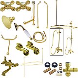 Kingston Brass CCK1182AX Vintage Clawfoot Tub Faucet Package with Shower Enclosure, Polished Brass